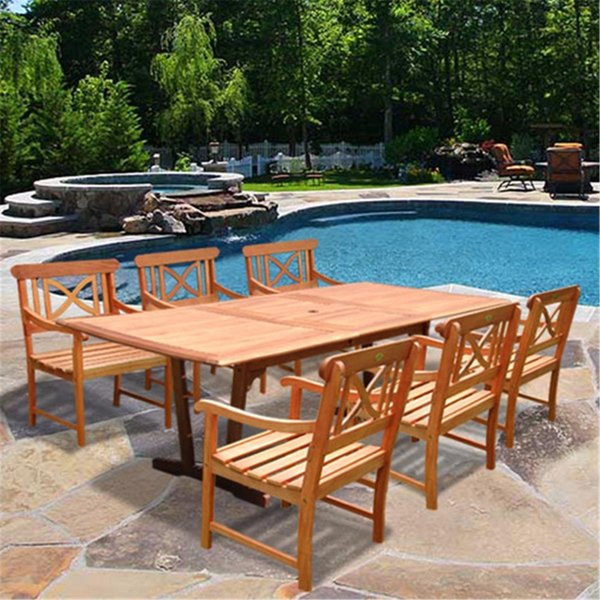 Malibu Outdoor Malibu Outdoor 7-piece Wood Patio Dining Set with Extension Table  - V232SET16 V232SET16